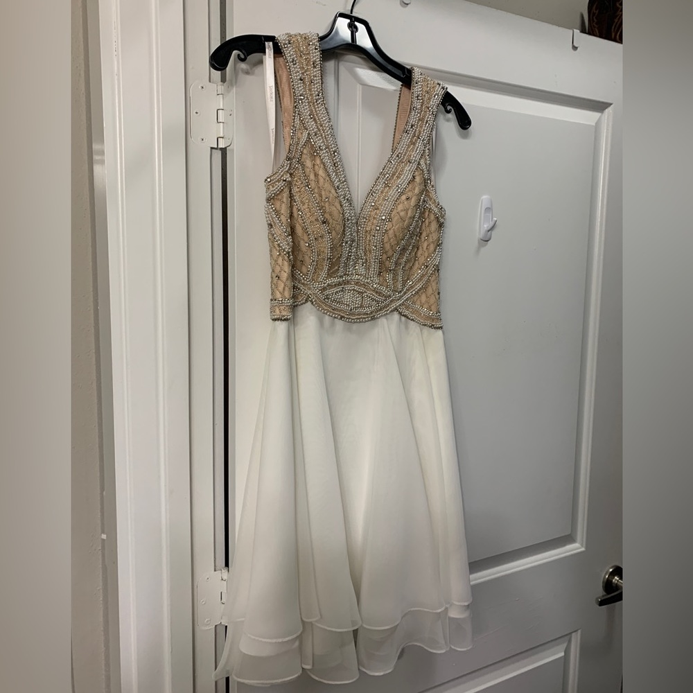 White & Gold Cocktail Dress (Wedding)